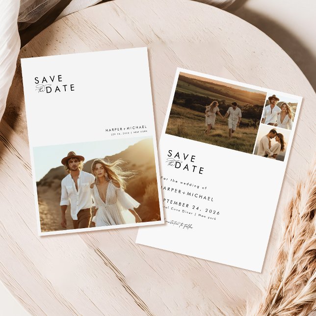 Boho Minimalist Photo Save Date Inbjudningar (Skapare uppladdad)