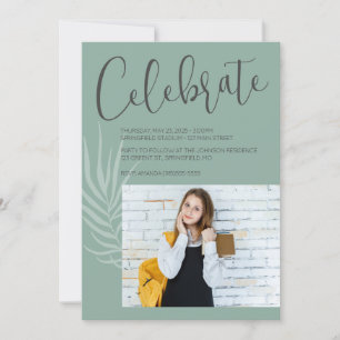 Boho Minimalist Sälggrön Examen Inbjudningar