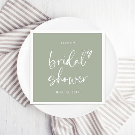 Boho minimalist salvia grön bröllopsdusch pappersservett