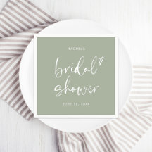 Boho minimalist salvia grön bröllopsdusch