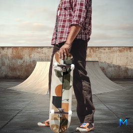 Boho Minimalist Skateboard - Earthy Geometric Löv