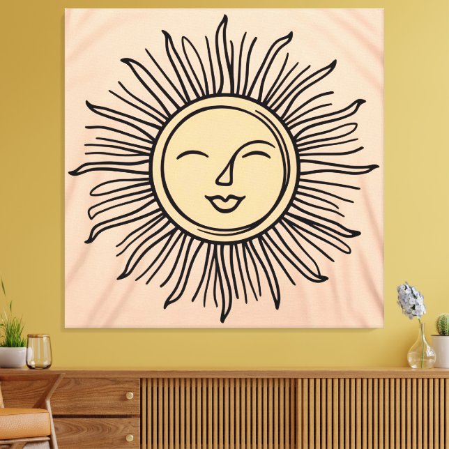 Boho Minimalist Sol Symbol Canvas - Modern Spiritu (Insitu (Vardagsrum))