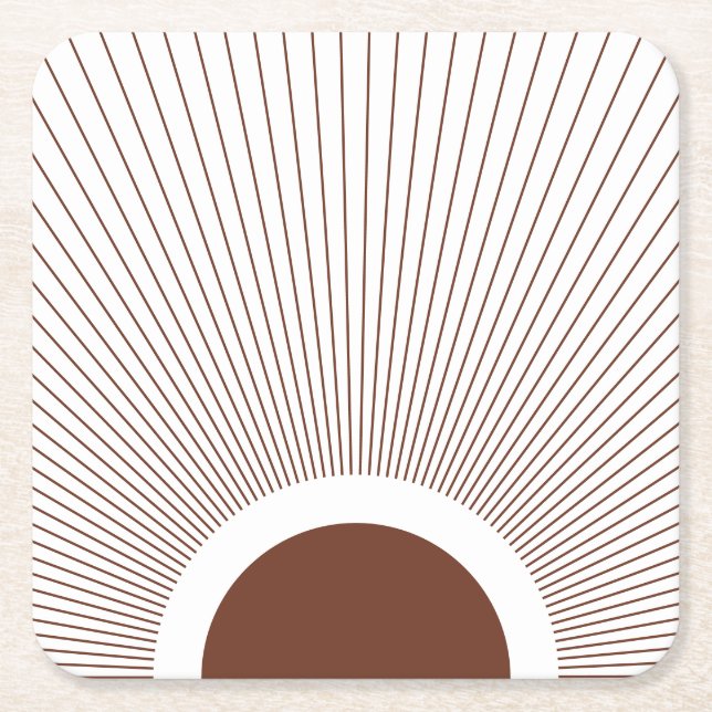 Boho Minimalist Sun Underlägg Papper Kvadrat (Framsidan)