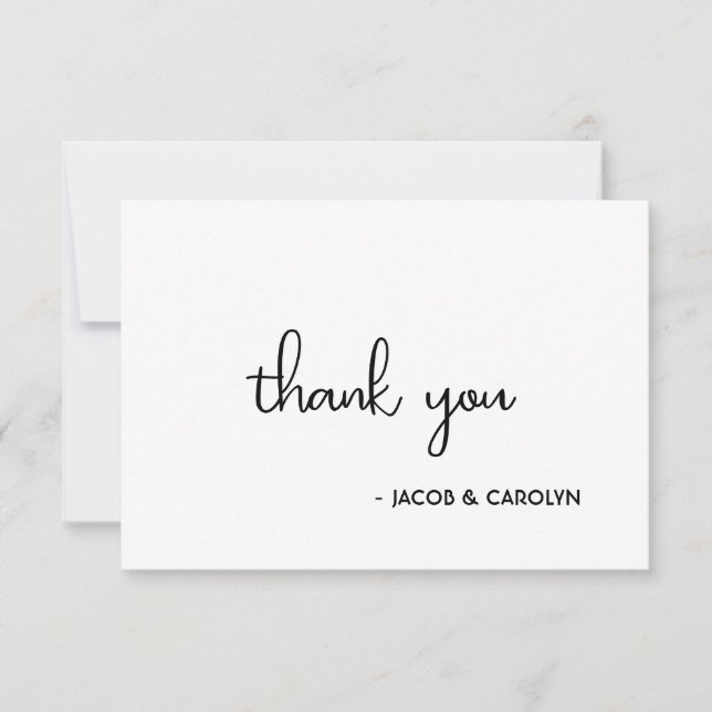 Boho minimalist svart vit bröllop tackkort inbjudningar (Framsida)