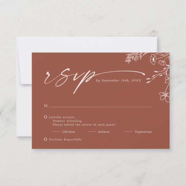 Boho Minimalist Terracotta Burnt Orange Wedding OSA Kort (Framsida)