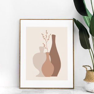 Boho Minimalist Terracotta Vas med torkad blomma Poster