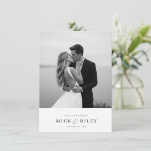 Boho Minimalist Typography Photo Bröllop Tack Kort