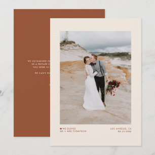 Boho Minimalist Typography Terracotta Elopement Meddelande
