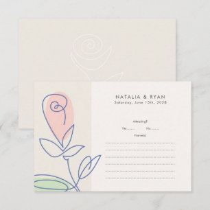 Boho Minimalist Vår Blommigt Bröllop OSA Kort