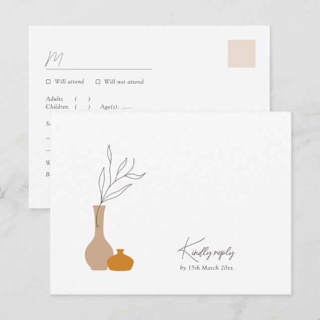 Boho Minimalist Vas | Begäran om sång + val av mål Vykort (Fram/baksida)