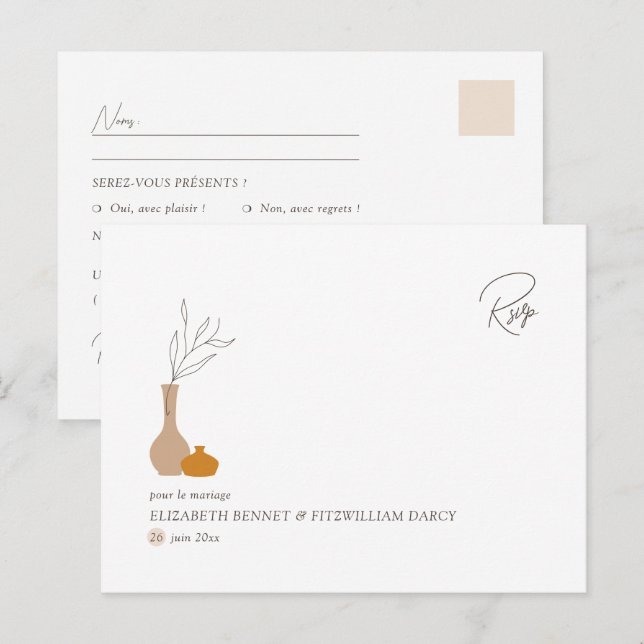 Boho Minimalist Vas | Osa av val av måltid Vykort (Fram/baksida)