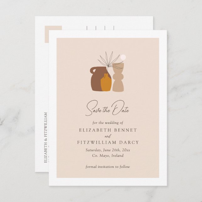 Boho minimalist vaser Spara datum  Meddelande Vykort (Fram/baksida)