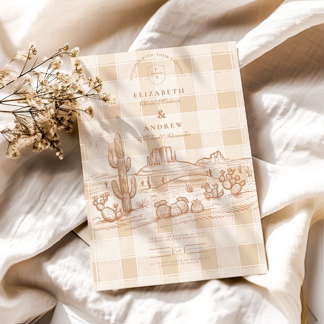 Boho Minimalist Western Desert Bröllop Inbjudningar (Skapare uppladdad)