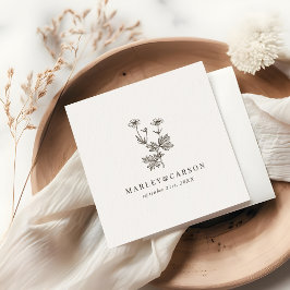 Boho Minimalist Wildblomma Bröllop Papper Pappersservett