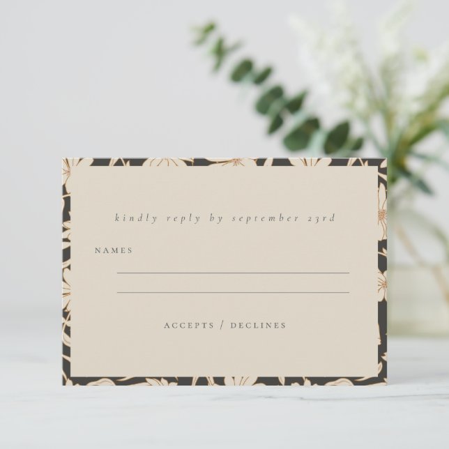 Boho minimalistisk botanisk svart och elfenbensvit OSA kort (Stående Fram)