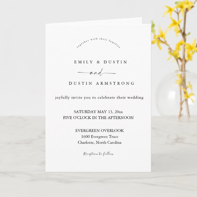 Boho minimalistisk bröllopsinbjudan kort (Gul blomma)