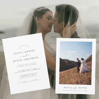 Boho minimalistisk elegant foto bröllopsinbjudan inbjudningar