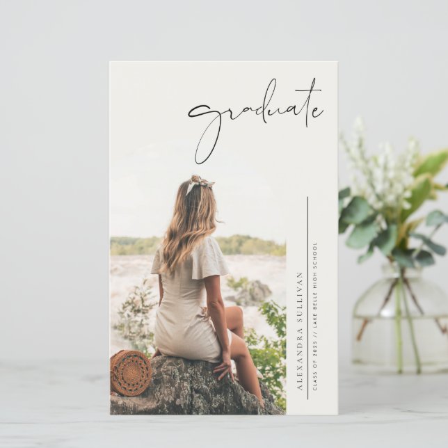 Boho minimalistisk kalligrafi valv foto examen (Stående Fram)