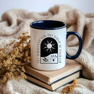 Boho-minimalistisk Måne-svartvitt-bekräftelse Mugg