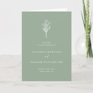Boho minimalistiska botaniska salvia grön bröllop program