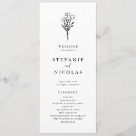 Boho minimalistiska botaniska svart-vit bröllop program