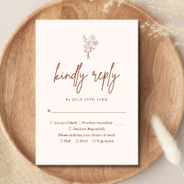 Boho Minimalistiska Botaniska Terrakotta Bröllop OSA Kort