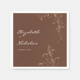 Boho minimalistiska botaniska terrakotta bröllop pappersservett