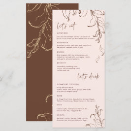 Boho minimalistiska botaniska terrakotta bröllopsm meny