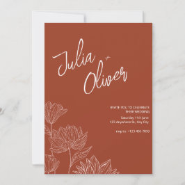Boho minimalistiskt bröllopsblommigt bröllop redig inbjudningar