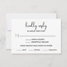 Boho minimalistiskt svart och vitt RSVP-kort Inbjudningar