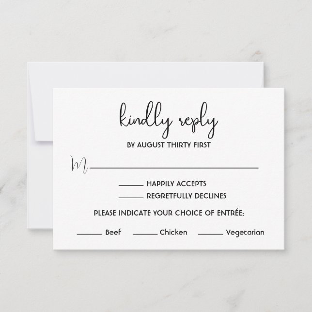 Boho minimalistiskt svart och vitt RSVP-kort Inbjudningar (Framsida)
