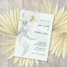 Boho Mint Eucalyptus Watercolor Illustration Inbjudningar