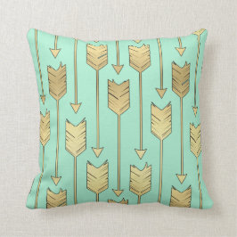 Boho Mint och guld- pilmönster för Faux Kudde