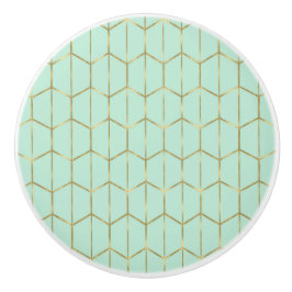 Boho Mintgrön Hexagon Guld & Geometrisk Glam Knopp