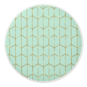 Boho Mintgrön Hexagon Guld & Geometrisk Glam Knopp