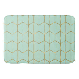 Boho Mintgrön Hexagon Guld & Geometrisk Glamour Badrumsmatta
