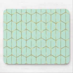 Boho Mintgrön Hexagon Guld & Geometrisk Glamour Musmatta