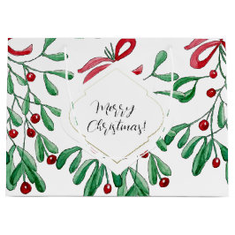 Boho Mistletoe Watercolor Monogrammed