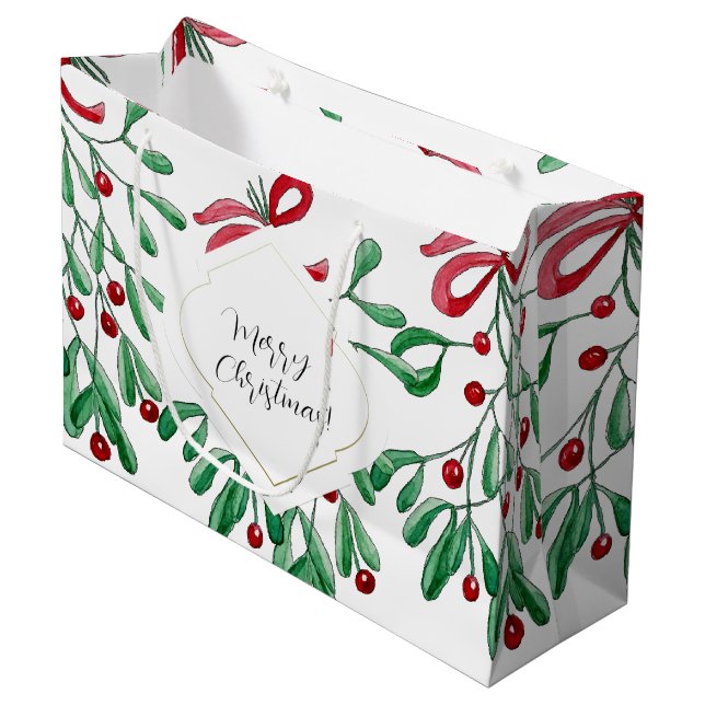 Boho Mistletoe Watercolor Monogrammed (Framsidan Vinklad)