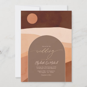 Boho Mocha Mousse Jordnära Modern Bröllopsfoto Inbjudningar