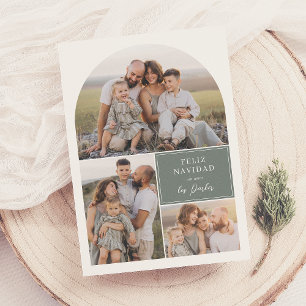 Boho Modern 4 Photo Arch Feliz Navidad jul Julkort