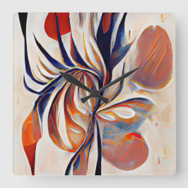 Boho Modern Abstrakt Artwork Fyrkantig Klocka