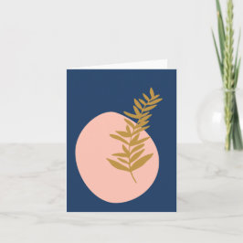 Boho Modern Abstrakt Botanical Art Rosa Blue Guld Anteckningskort
