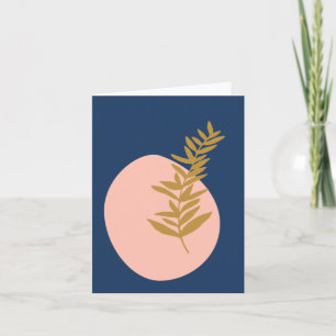 Boho Modern Abstrakt Botanical Art Rosa Blue Guld Anteckningskort