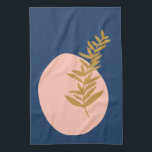 Boho Modern Abstrakt Botanical Art Rosa Blue Guld Kökshandduk<br><div class="desc">Den här snyggten kökshandduk har en söt boho botanik illustration med abstrakt i rosa,  blått och guld.</div>