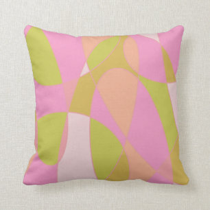 Boho Modern Abstrakt Konst Rosa Lime Grön Kudde