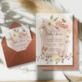 BOHO Modern Arch Fall Blommigt Autumn Butterfly In Inbjudningar