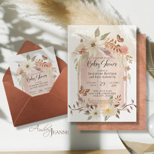 BOHO Modern Arch Fall Blommigt Autumn Butterfly In Inbjudningar