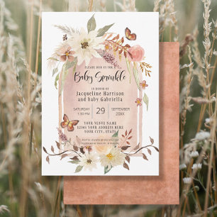BOHO Modern Arch Fall Blommigt Butterfly Sprinkle Inbjudningar