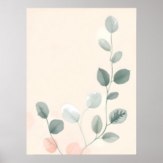 Boho Modern Art Soft Greenery Gren Art Poster
